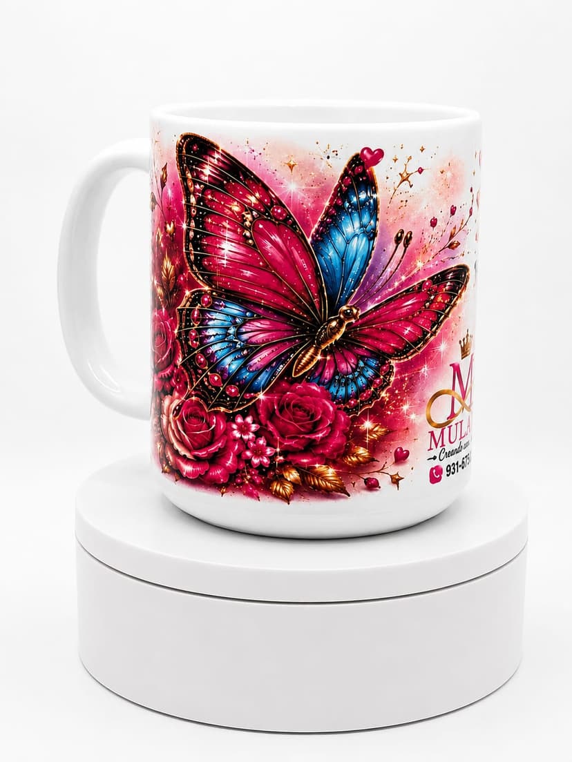 Taza personalizada con diseño de mariposa
